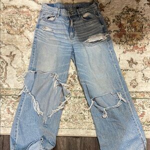 American eagle Wide leg Distressed Blue Jeans short